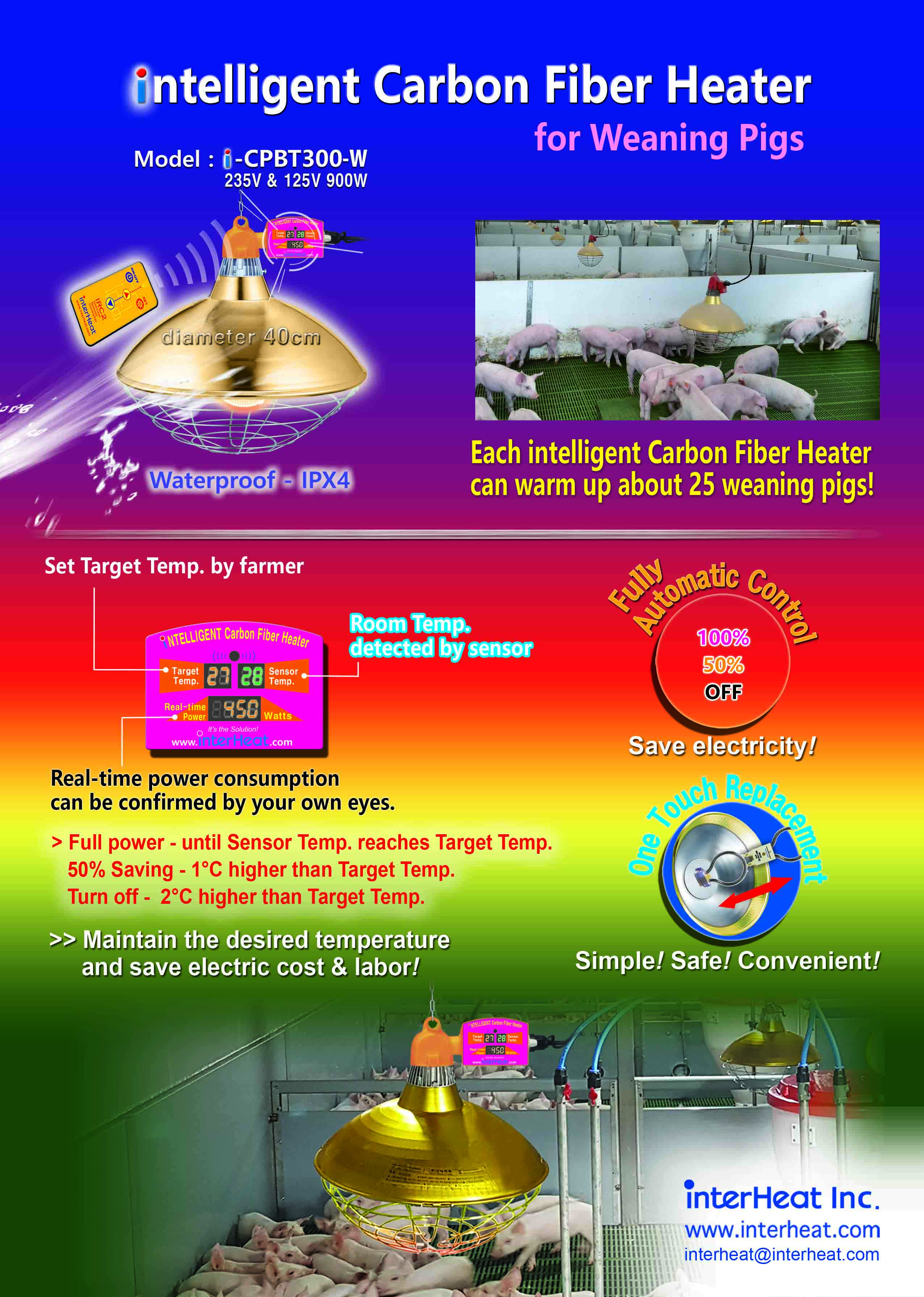 intelligent Carbon Fiber Heater for Weaning Pigs
